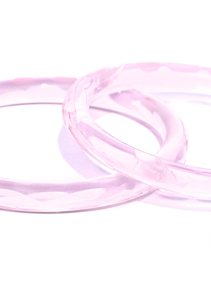 Set of 2 Glass Bangles in Pink Color