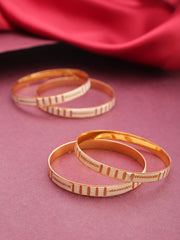 Set Of 4 Gold-Plated Dual Tone Textured Bangles