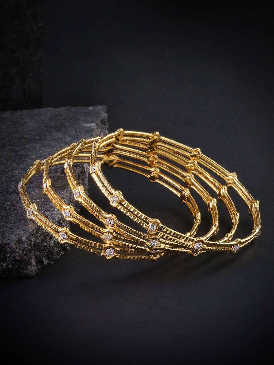 Khanak - Set Of 4 Gold-Plated Stones Studded Bangles