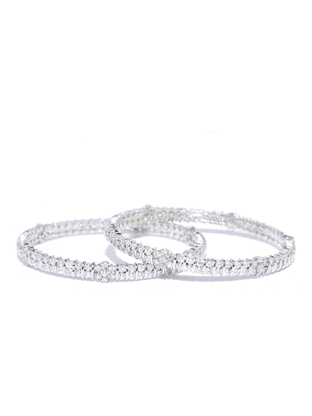 Dazzle Date-American Diamond Silver-Plated Set of 2 Bangles