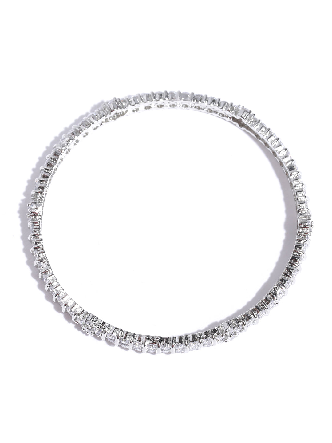 Dazzle Date-American Diamond Silver-Plated Set of 2 Bangles