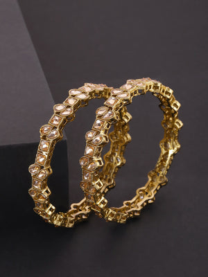 Set Of 2 Gold-Plated Stones Studded Bangles