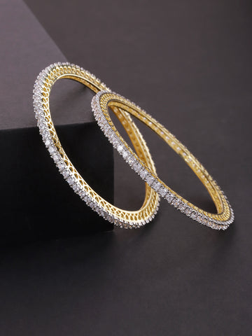 Set Of 2 Gold-Plated American Diamond Studded Bangles