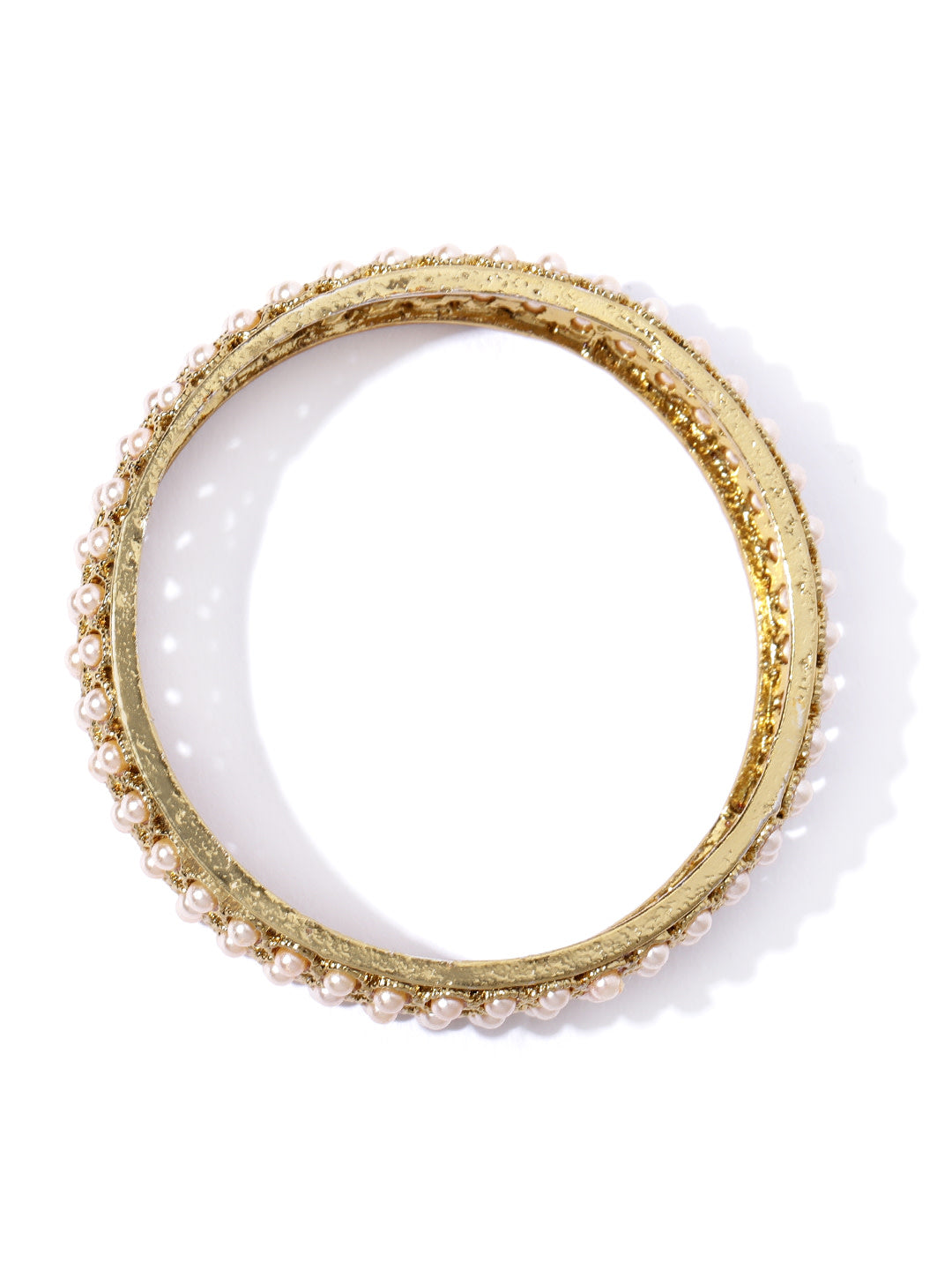 Set Of 2 Gold-Plated Pearls Studded Bangles