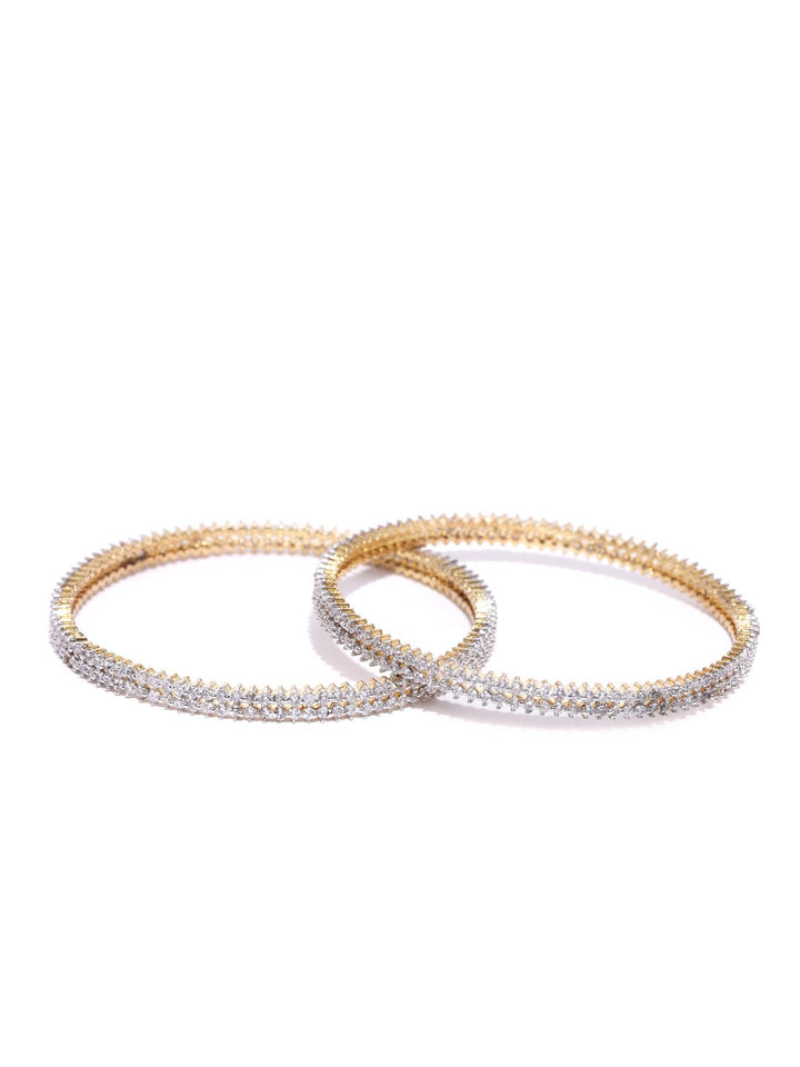 2 Gold-Plated White Bangle