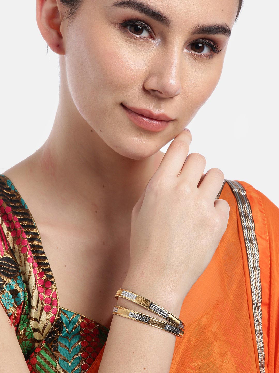 Set of 2 Gold-Plated & Silver-Plated Bangles