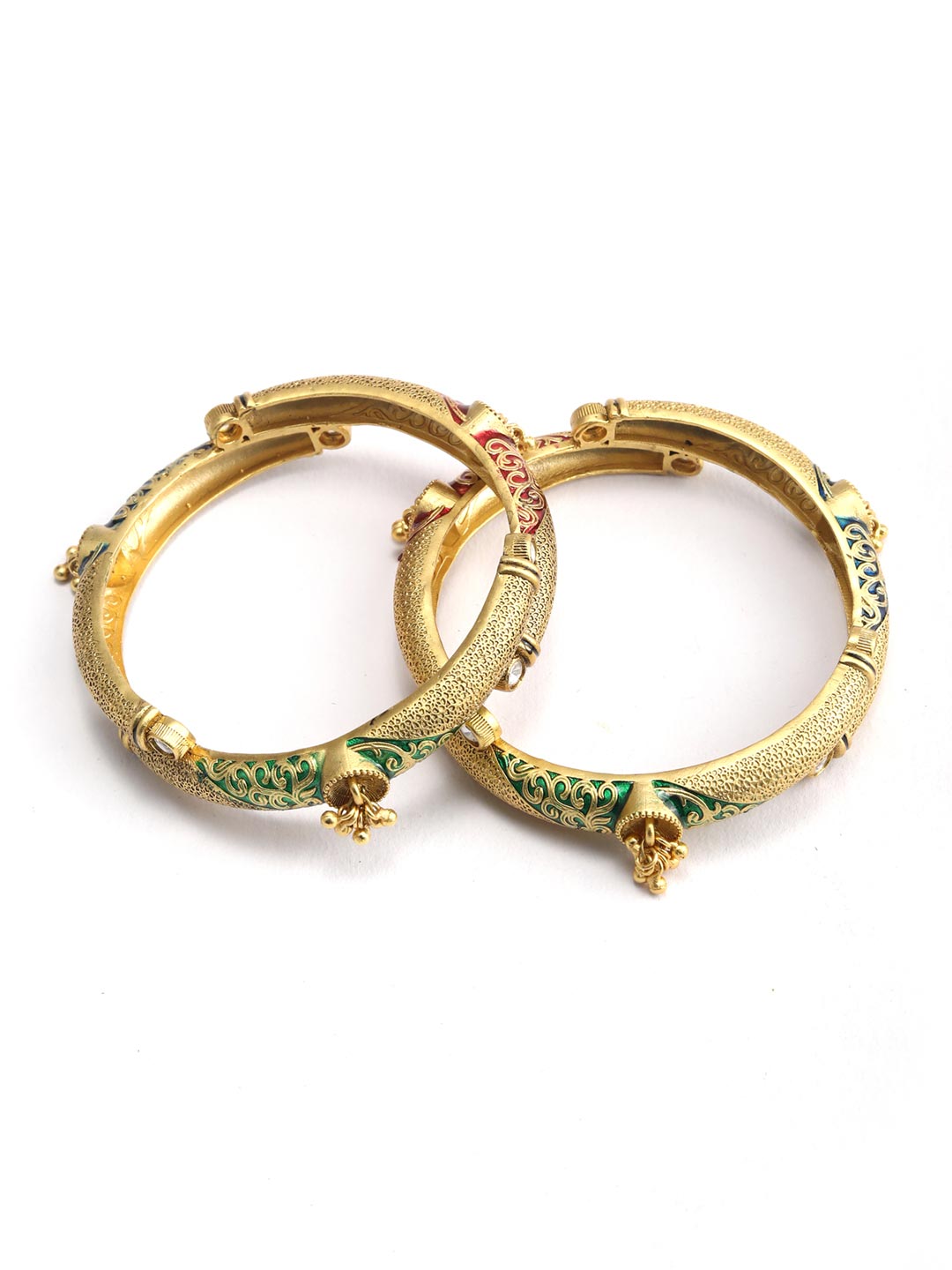 Multi-Color Ghungroo Gold Plated Set of 2 Bangle Set