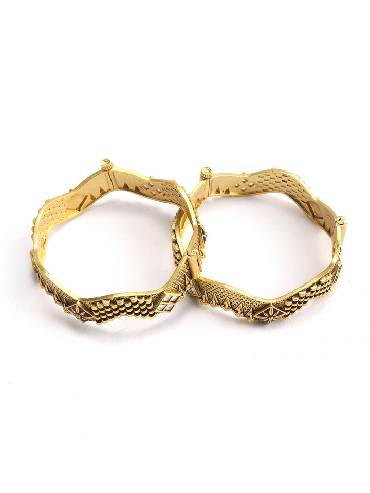 Artificial Stones Gold Plated Bangle Set