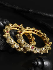 Chakra Charm - Ruby Kundan Gold Plated Set of 2  Bangles
