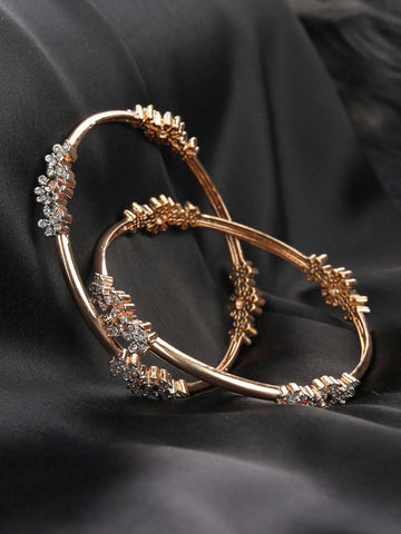 Alluring Appeal - Set of 2 American Diamond Rose Gold Plated Bangles Set