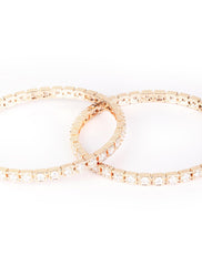 Set of 2 American Diamond Rose Gold Plated Bangles Set