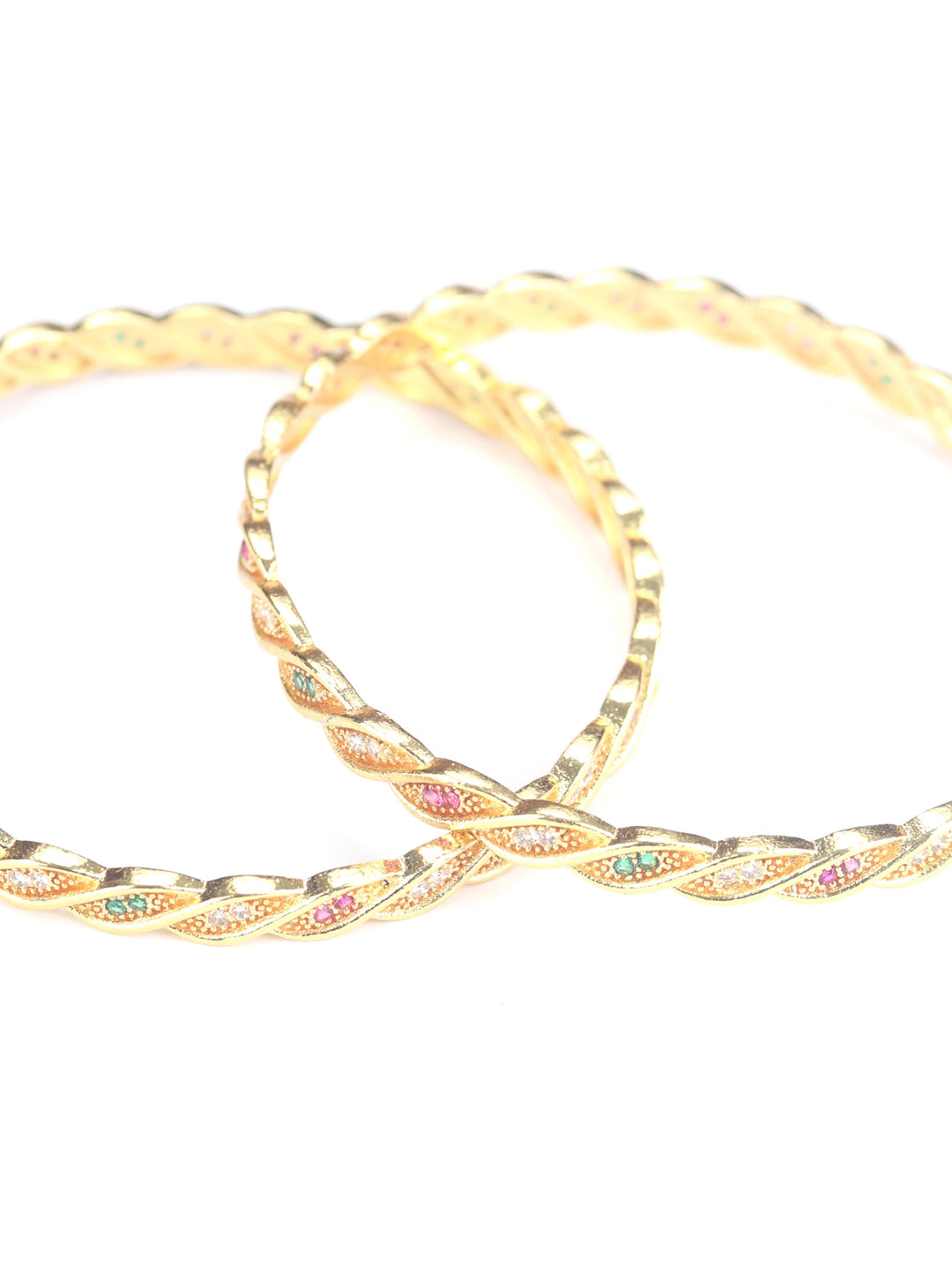 Multi-Color American Diamond Gold Plated Set of 2 Bangle Set