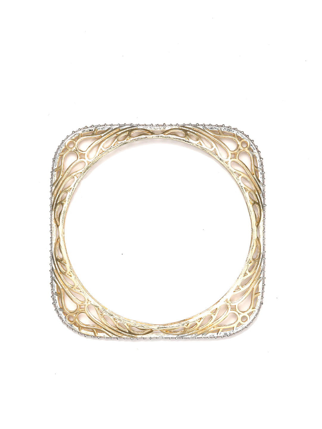 Allure Wings - Square American Diamond Gold Plated Set of 2 Bangles