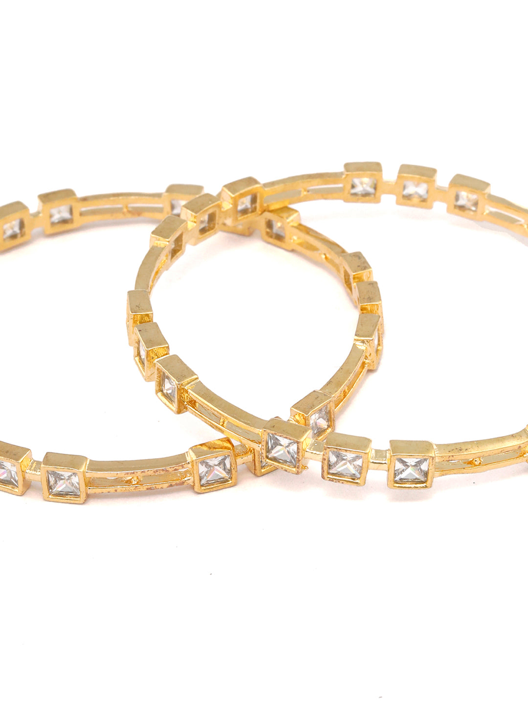 Contemporary American Diamond Gold Plated Set of 2 Bangles