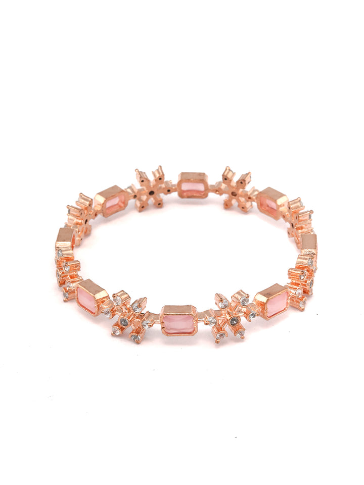 Snowflake Flutter - Pink American Diamond Rose Gold Plated Set of 2 Bangles