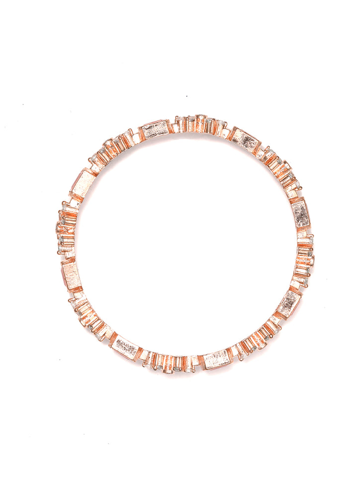 Snowflake Flutter - Pink American Diamond Rose Gold Plated Set of 2 Bangles