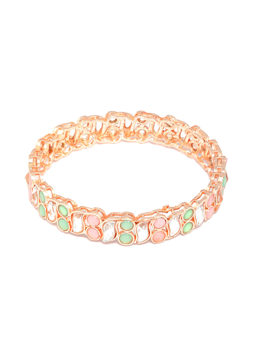 Rose Gold Multi Coloured Stones Set of 2 Bangles