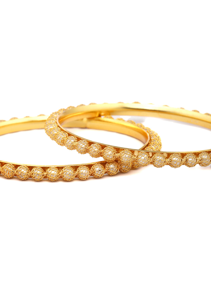 Gold Plated Pearls Studded Set of 2 Bangles