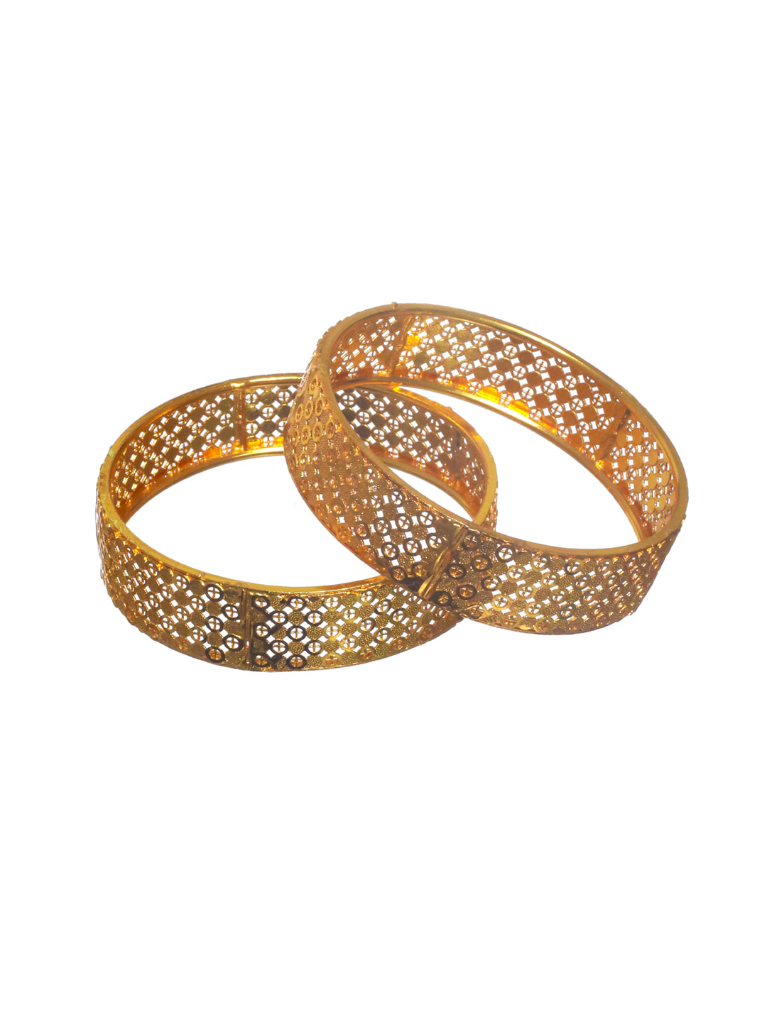 Priyaasi Traditional Geometric Bold Gold Plated Bangle Set of 2