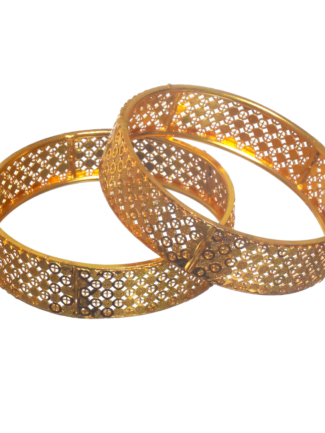 Priyaasi Traditional Geometric Bold Gold Plated Bangle Set of 2