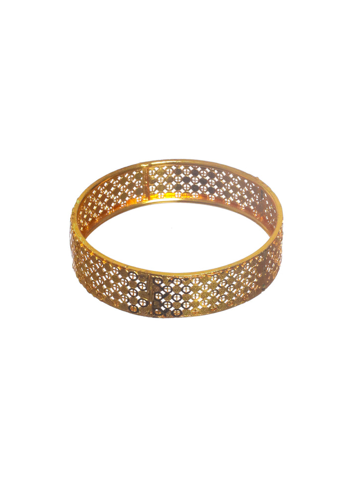 Priyaasi Traditional Geometric Bold Gold Plated Bangle Set of 2