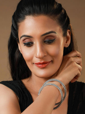 Priyaasi Stylish Designer Oxidised Silver Bangle Set of 2