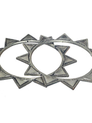 Priyaasi Triangular Sun Oxidised Silver Bangle Set of 2