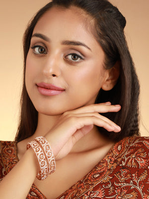 Priyaasi Embossed Rose Gold Plated Bangle Set of 2