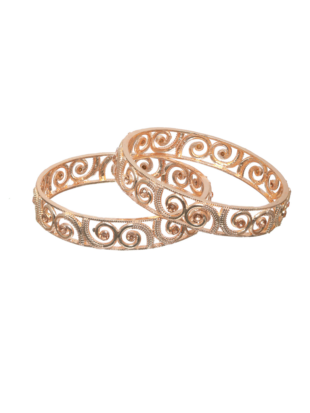 Priyaasi Embossed Rose Gold Plated Bangle Set of 2