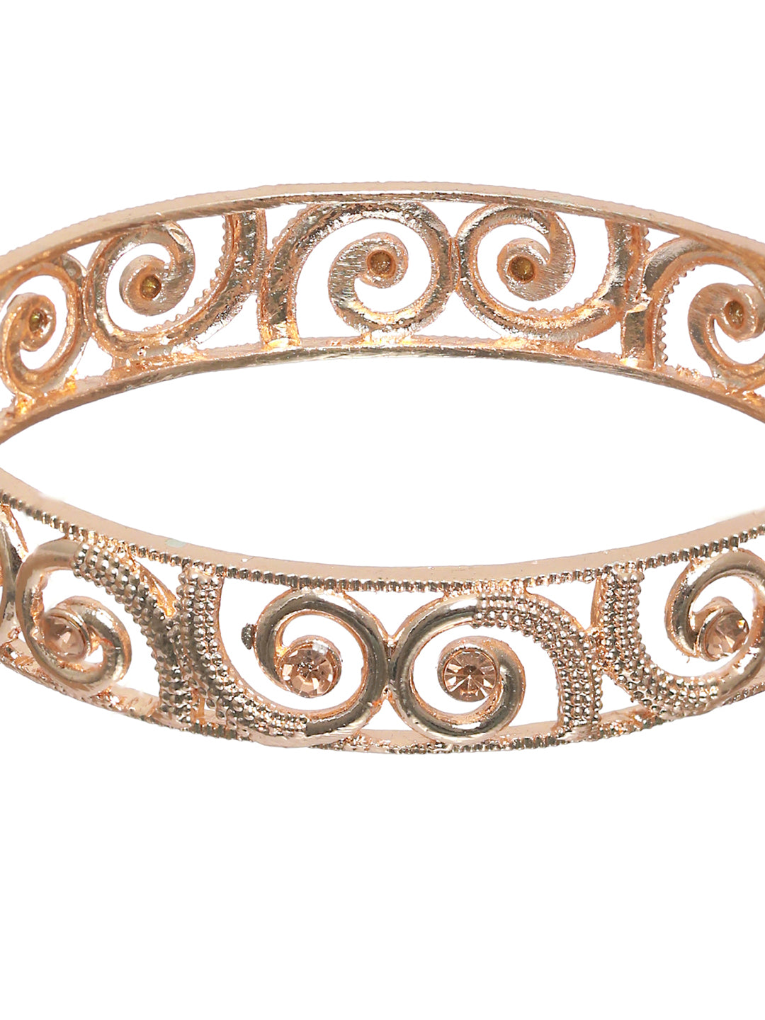 Priyaasi Embossed Rose Gold Plated Bangle Set of 2
