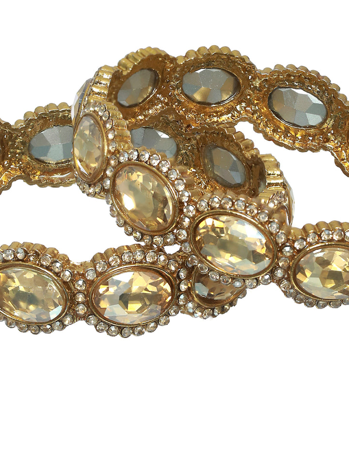 Priyaasi Gold Finish Stone Studded Bangle Set of 2