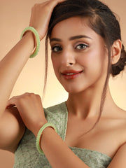 Priyaasi Mint Green Bead Studded Bangle Set of 2