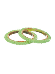 Priyaasi Mint Green Bead Studded Bangle Set of 2