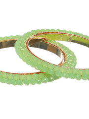 Priyaasi Mint Green Bead Studded Bangle Set of 2