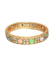Priyaasi Multicolor Floral Pastel Stone Studded Gold Plated Bangle Set of 2
