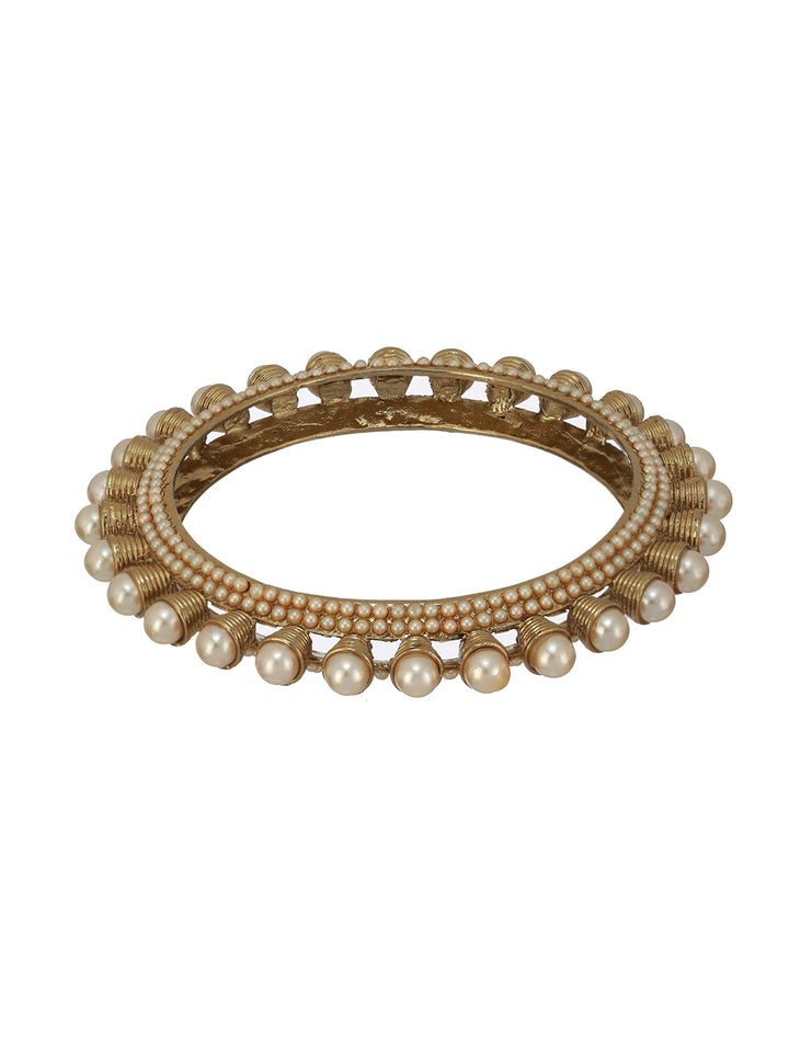 Traditional Pearl Studded Gold-Plated Bangle Set of 2