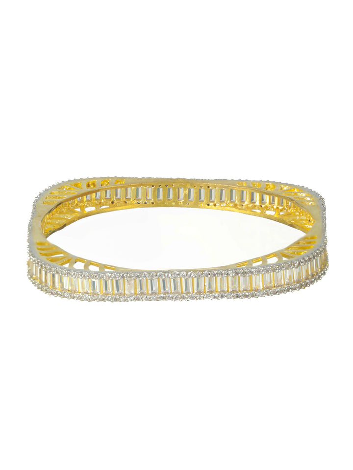 Priyaasi Baguette American Diamond Gold-Plated Bangle Set of 2
