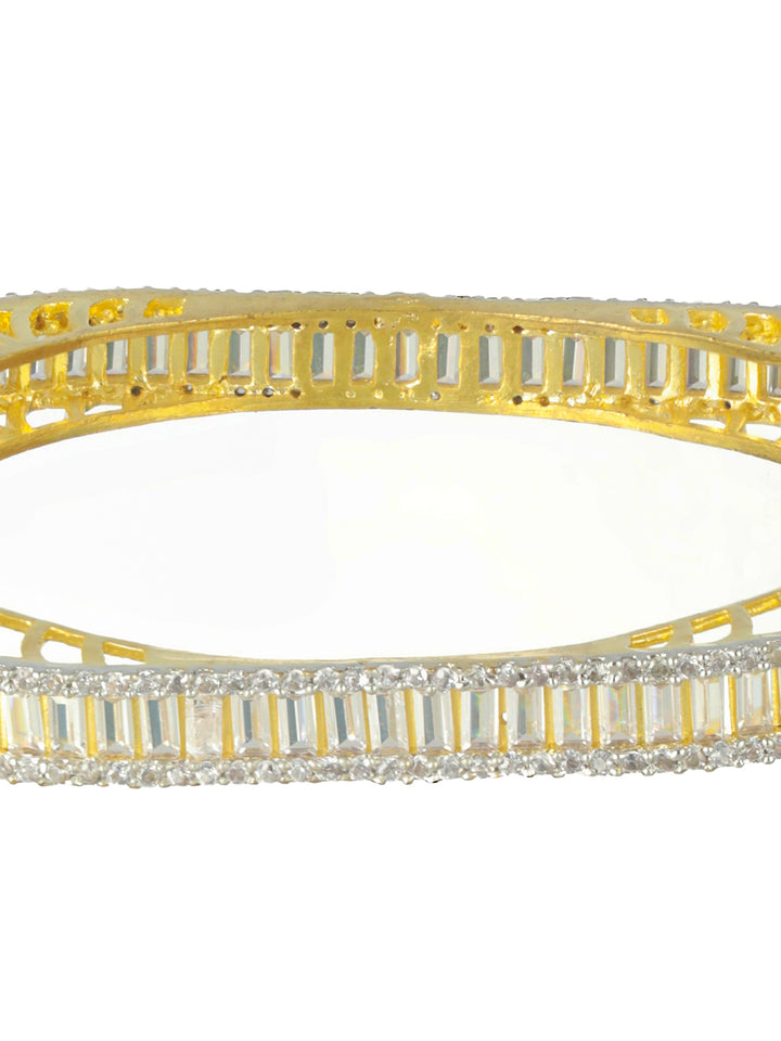 Priyaasi Baguette American Diamond Gold-Plated Bangle Set of 2