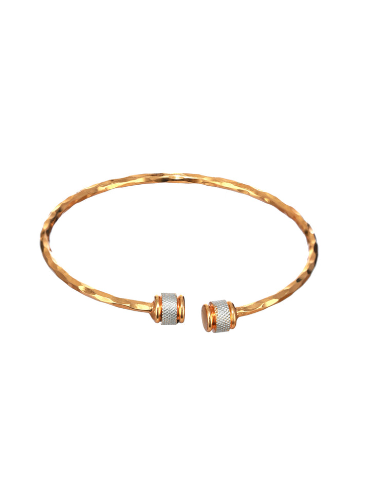 Priyaasi Spiral Textured Dual-Ring Gold-Plated Bangle Set of 2