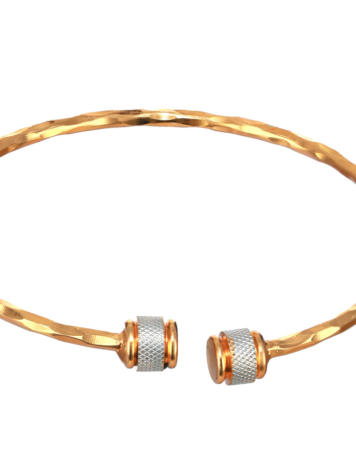 Priyaasi Spiral Textured Dual-Ring Gold-Plated Bangle Set of 2