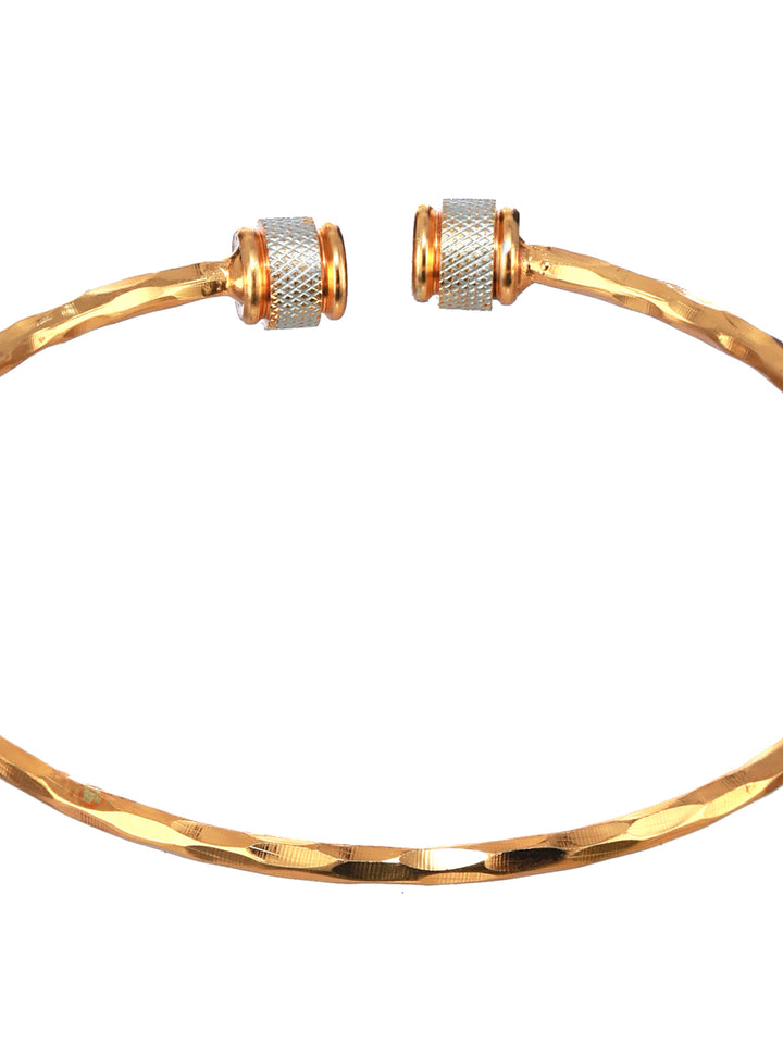 Priyaasi Spiral Textured Dual-Ring Gold-Plated Bangle Set of 2