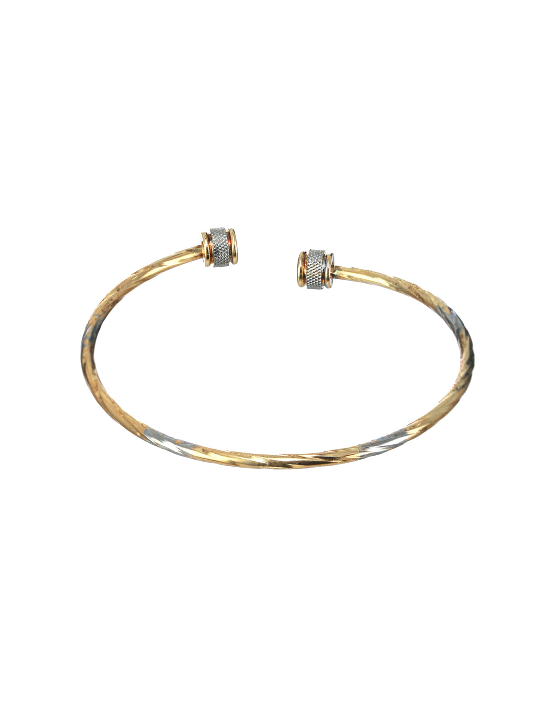Priyaasi Spiral Textured Dual-Ring Silver and Gold-Plated Bangle Set of 2
