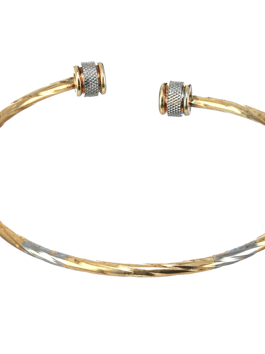 Priyaasi Spiral Textured Dual-Ring Silver and Gold-Plated Bangle Set of 2