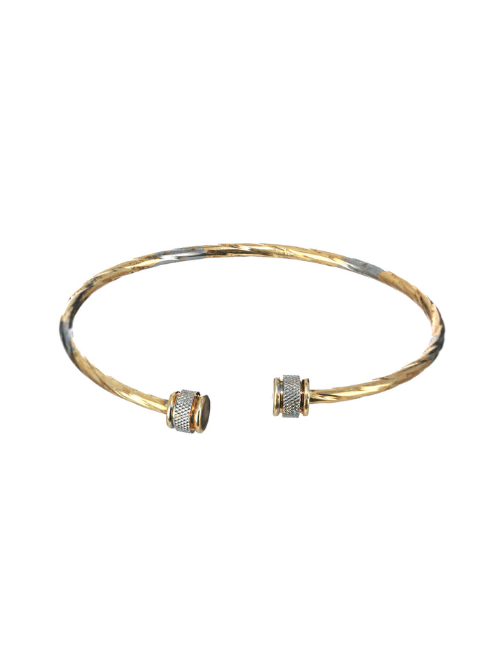 Priyaasi Spiral Textured Dual-Ring Silver and Gold-Plated Bangle Set of 2