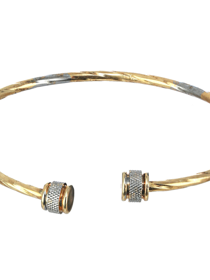 Priyaasi Spiral Textured Dual-Ring Silver and Gold-Plated Bangle Set of 2