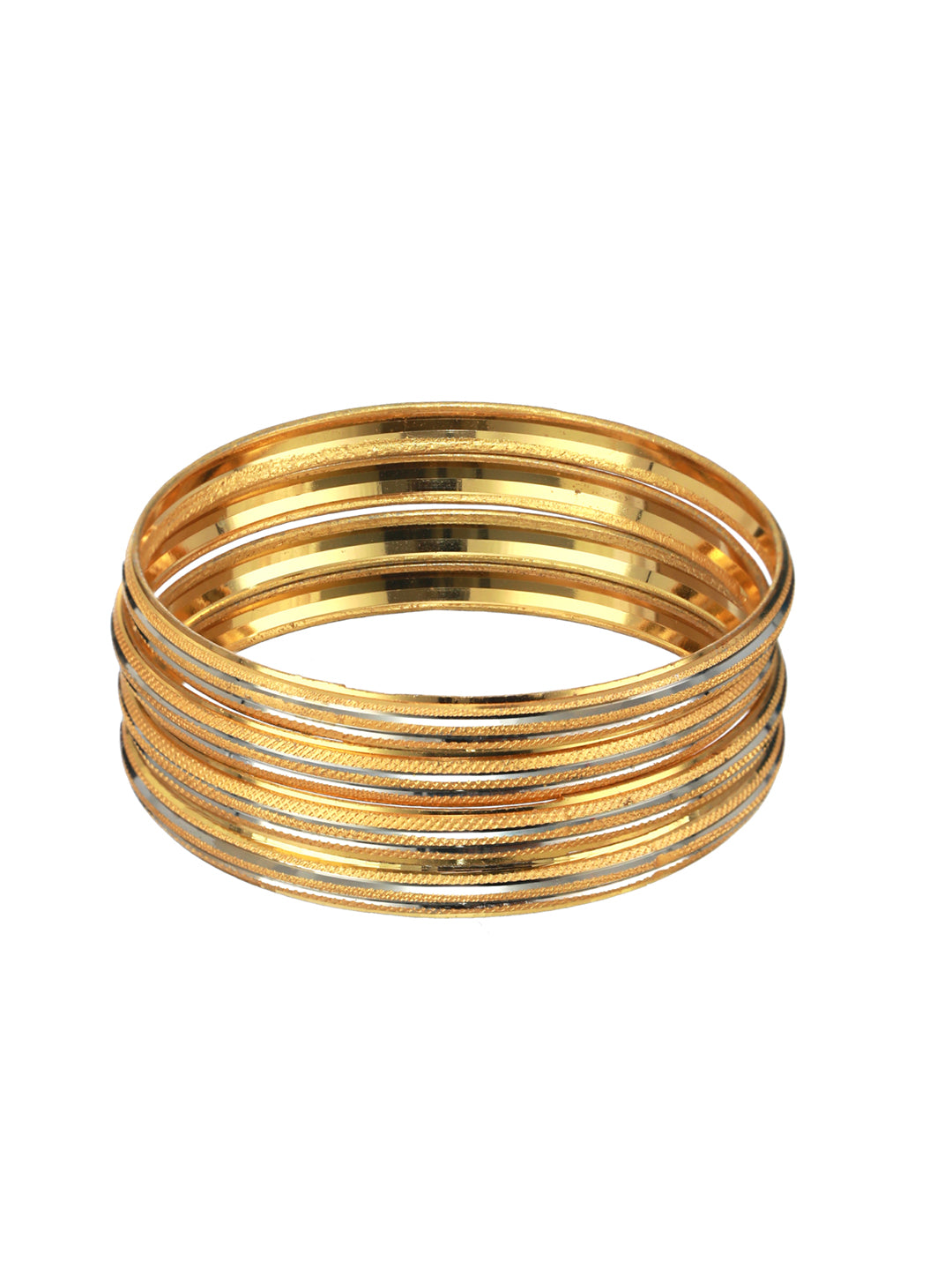 Priyaasi Embossed Solid Gold-Plated Bangle Set of 4