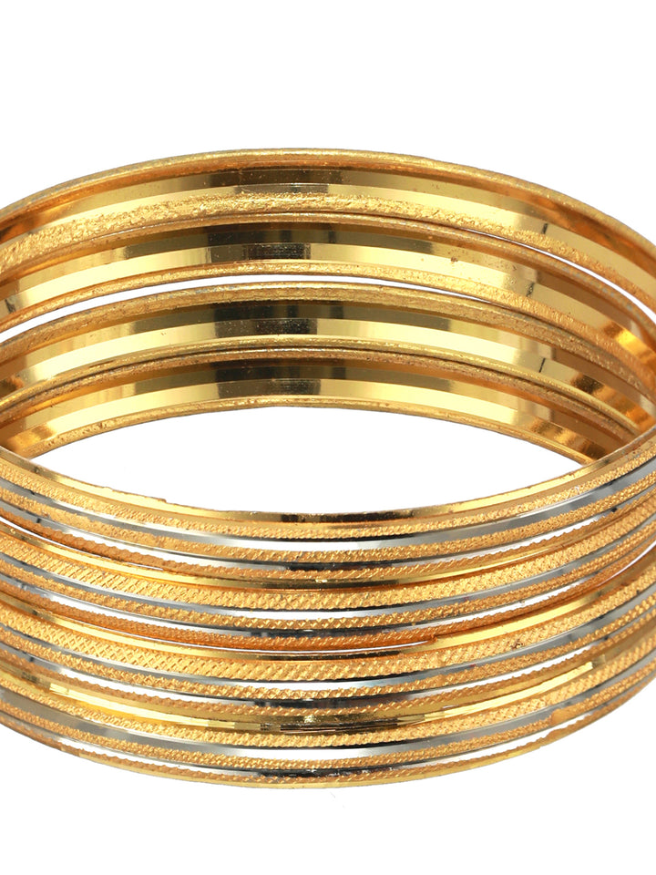 Priyaasi Embossed Solid Gold-Plated Bangle Set of 4