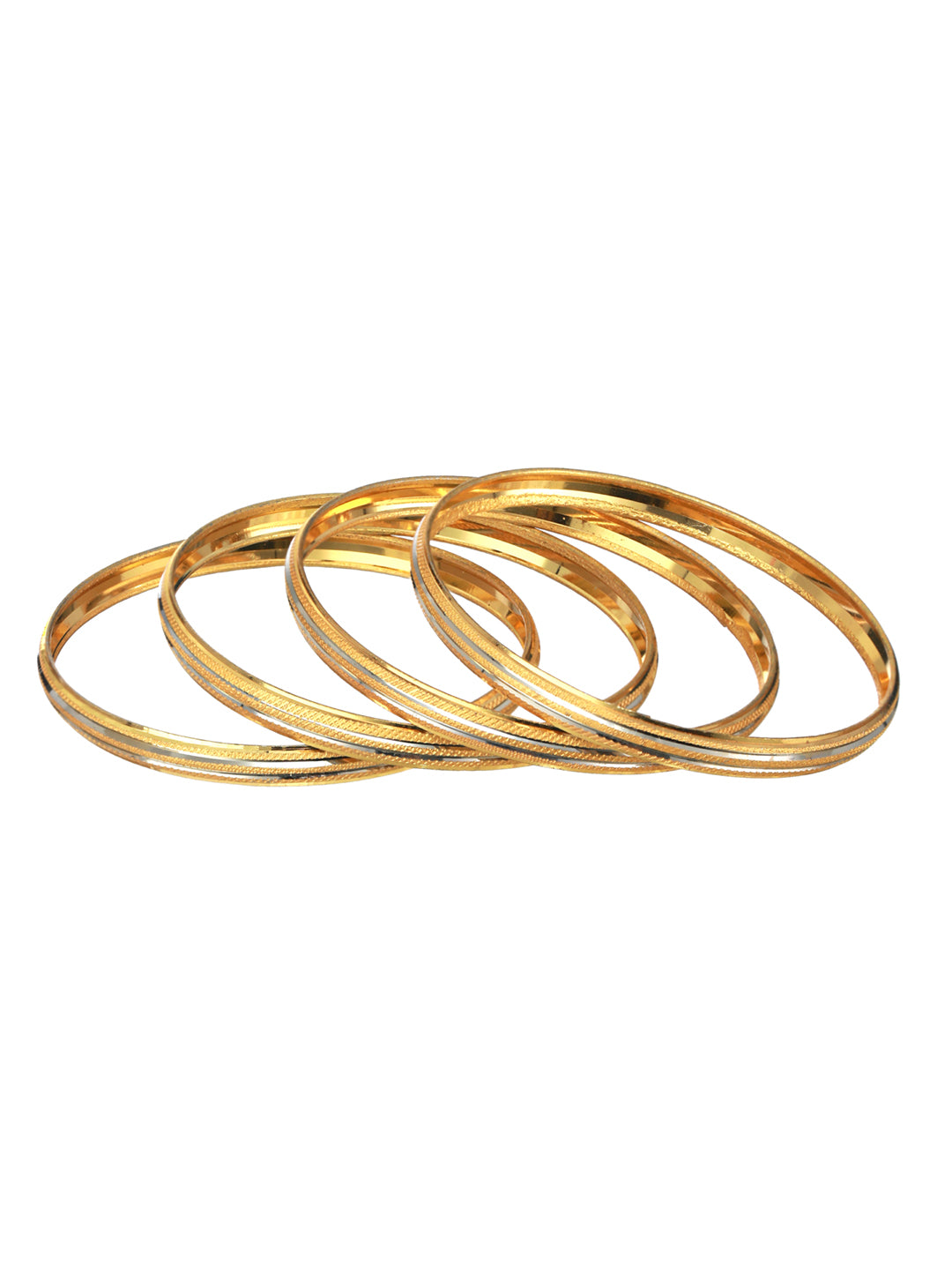 Priyaasi Embossed Solid Gold-Plated Bangle Set of 4