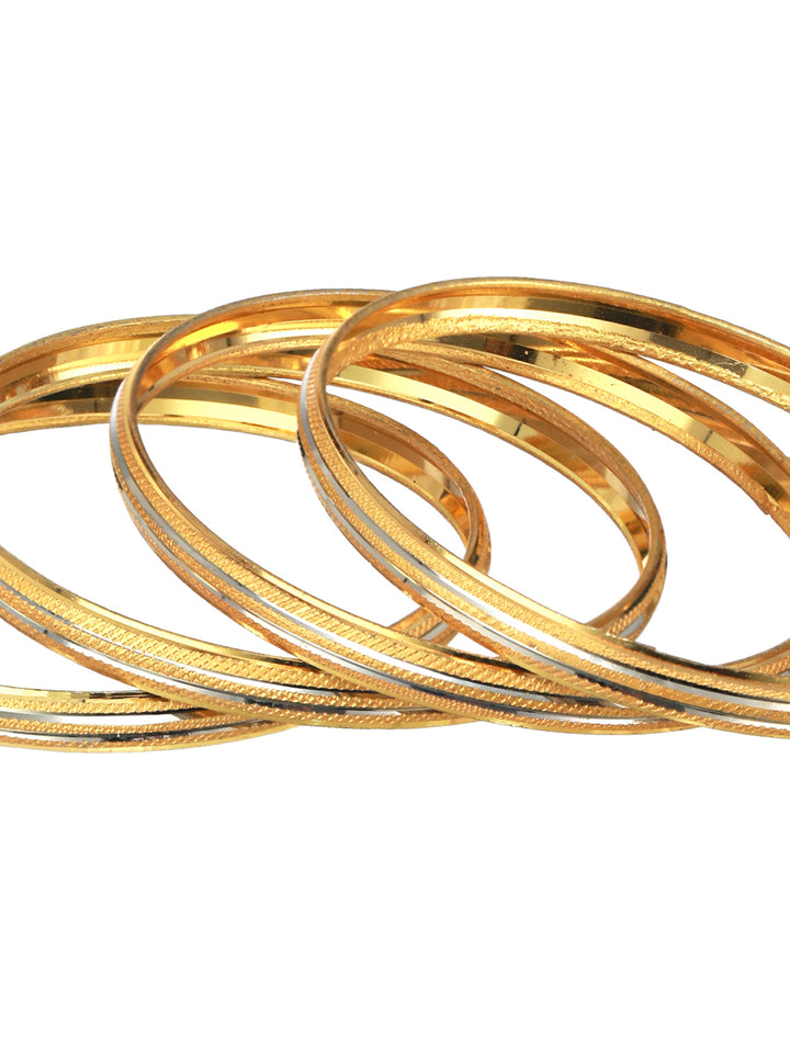 Priyaasi Embossed Solid Gold-Plated Bangle Set of 4