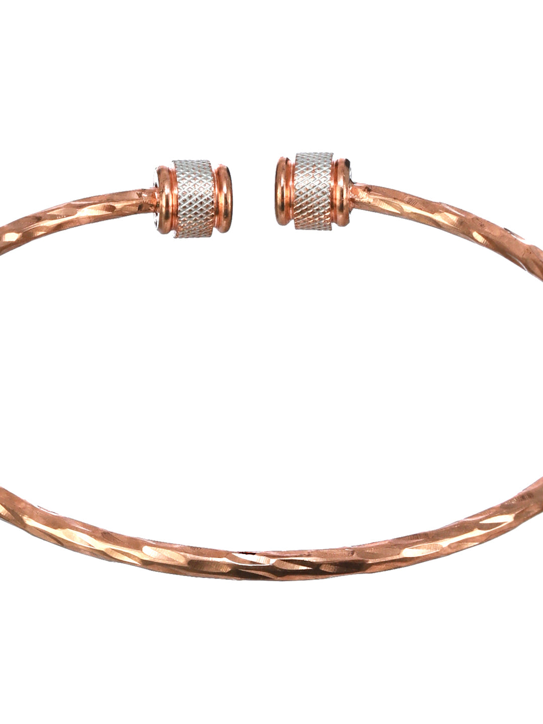 Priyaasi Minimal Textured Dual-Ring Rose Gold-Plated Bangle Set of 2